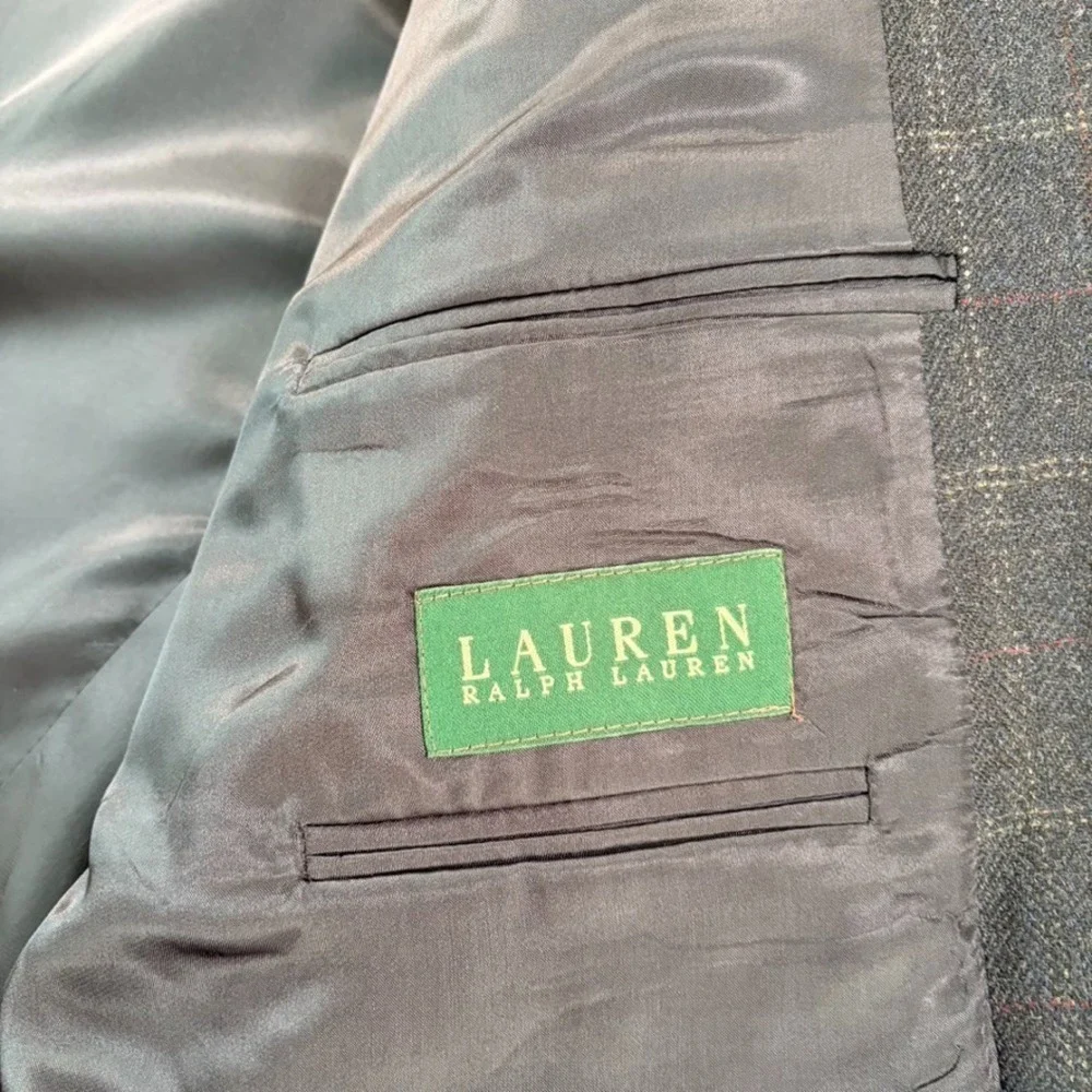 Lauren Ralph Lauren 2 Button Sport Coat Blazer Jacket Men 52R Multi WindowPane